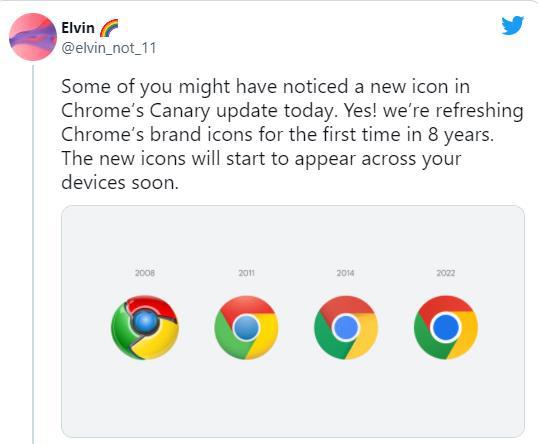 谷歌浏览器Chrome八年来首次更新标识 几个月后全面开放